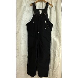 Carhartt Men Yukon Arctic Quilt Lined Zip 2 Waist Bib Black 22" X 62" Long